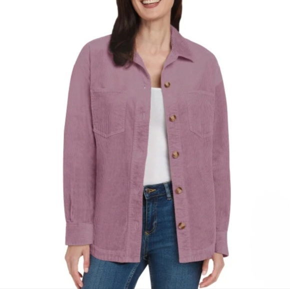 Matty M Corduroy Shirt Jacket Women's Small Pink Button Up Jacket NWT - Picture 1 of 12